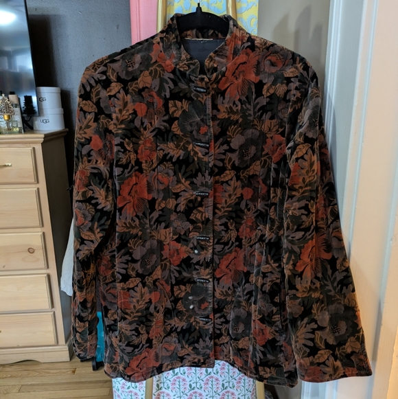 Jackets & Blazers - Floral Velvet Women's Jacket